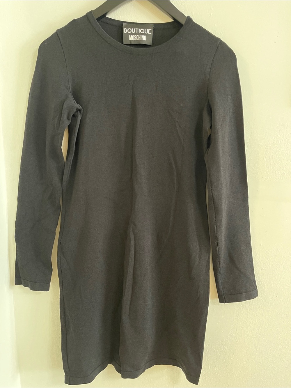 Moschino Black Long-Sleeve Shift Dress stretchable